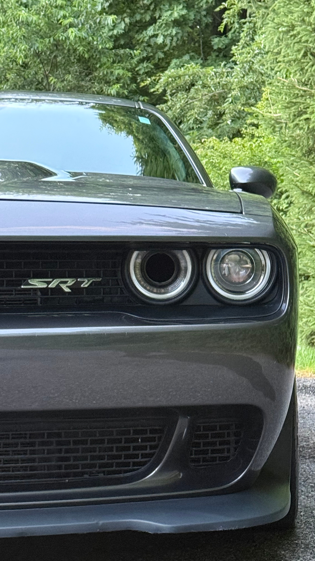 Signature Detail exterior front view of a gray Hellcat